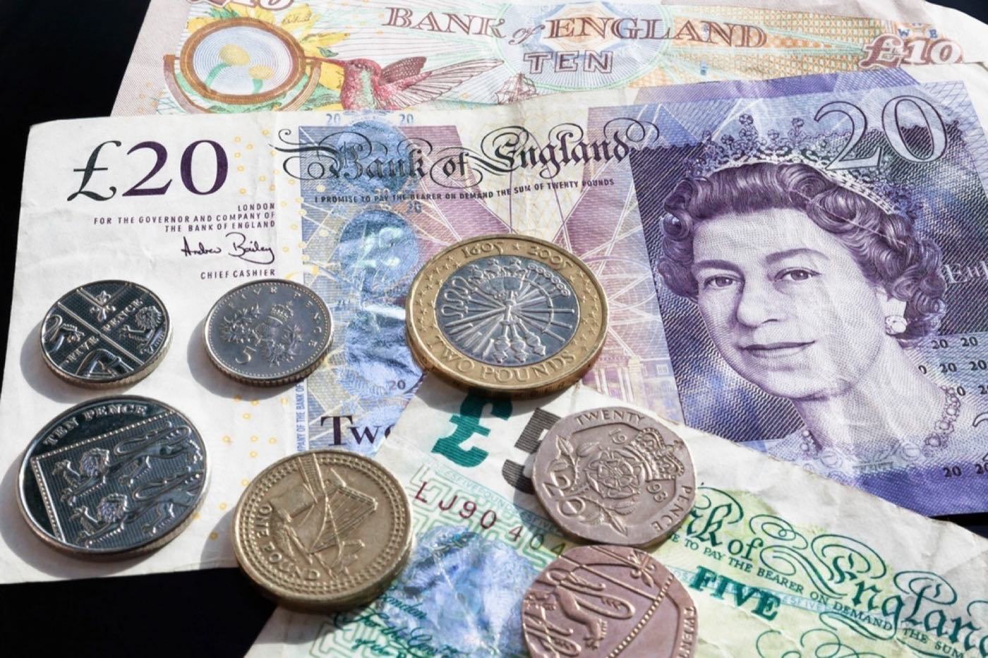 British pound coins and notes, illustrating what a website costs in the UK