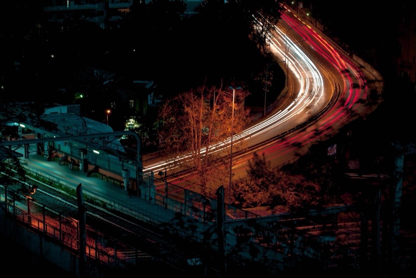 City light trails at night, illustrating website animation and motion design